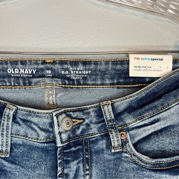 NEW Old Navy Womens High Rise Straight Ankle Jeans Distressed Stretch Sz 10 Long - Picture 7 of 11